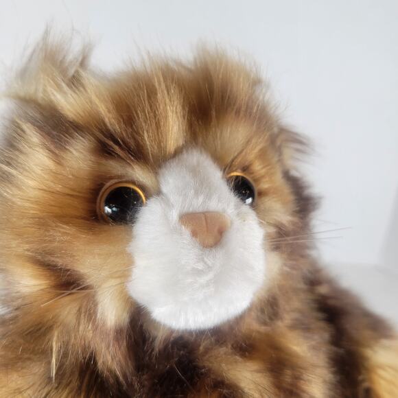 Long Hair Cat Plush Stuffed Animal 13" Laying Brown Realistic Kitty TY Jumbles - Picture 3 of 16